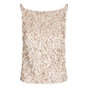 PAROSH Sequin Embellished Camisole Top Women Beige T-Shirts & Tops